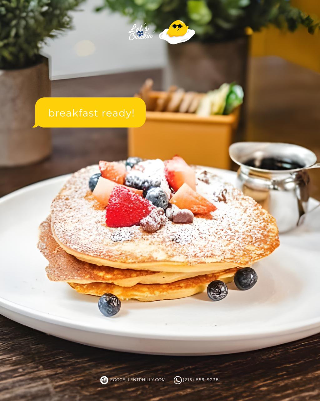 Breakfast ready! 🥞 Fluffy pancakes with fresh berries and a perfect cup of coffee ☕...