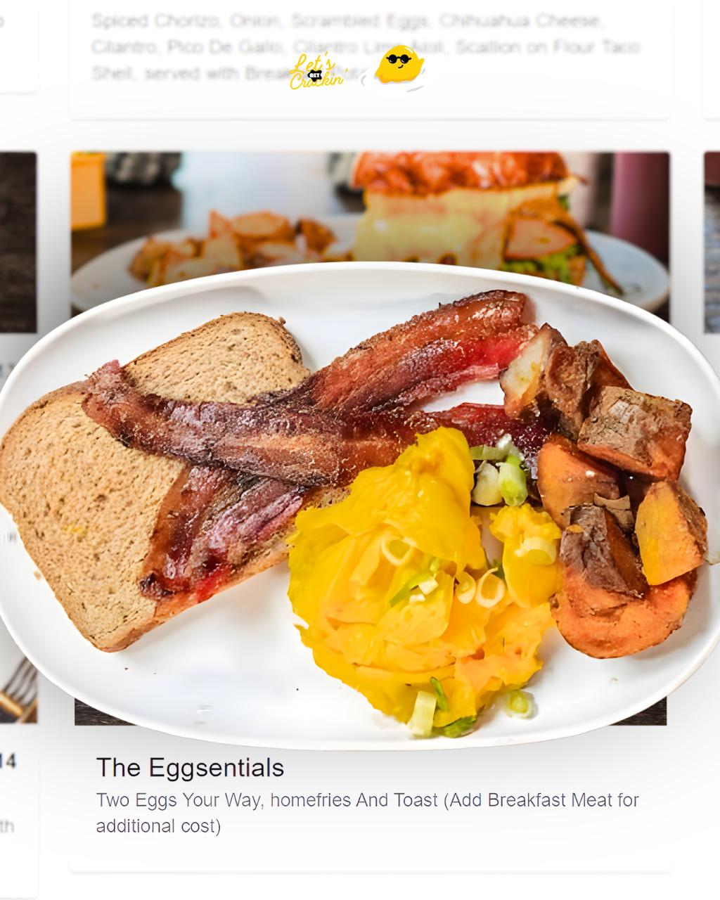 The Eggsentials! 🍳 Two eggs your way, homefries and toast - classic done right!...